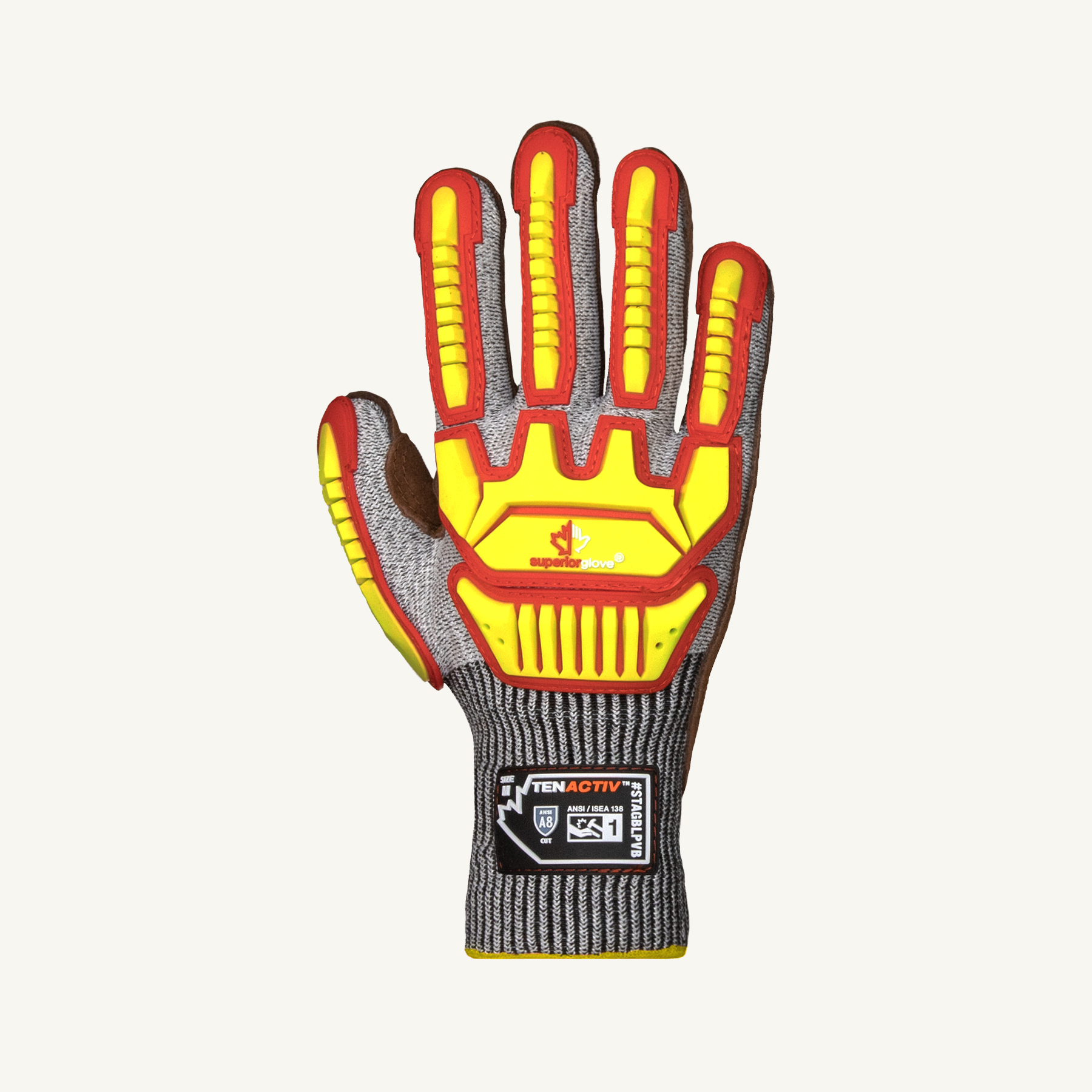 Superior Glove® TenActiv™ STAGBLPVB ErgoHyde Thermoformed Riggers A8 Cut Gloves